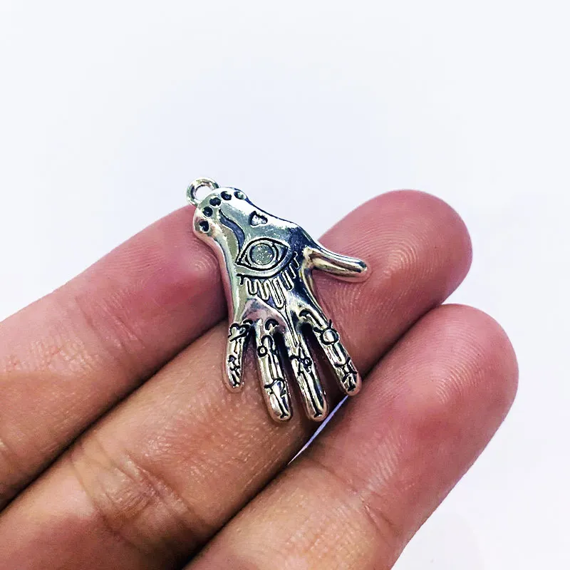 

4pcs/Lot 20x31mm Fashion Palm Eyes Charms Tibetan Silver Color Pendant Fit For Earring Bracelet Jewelry Making Accessories Craft