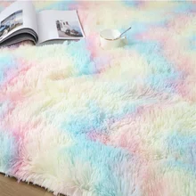 Kids Room Bedside Rugs Rainbow Color Soft Fluffy Plush Floor Children Rug For Baby Decoration Bedroom Carpet Livingroom (1)