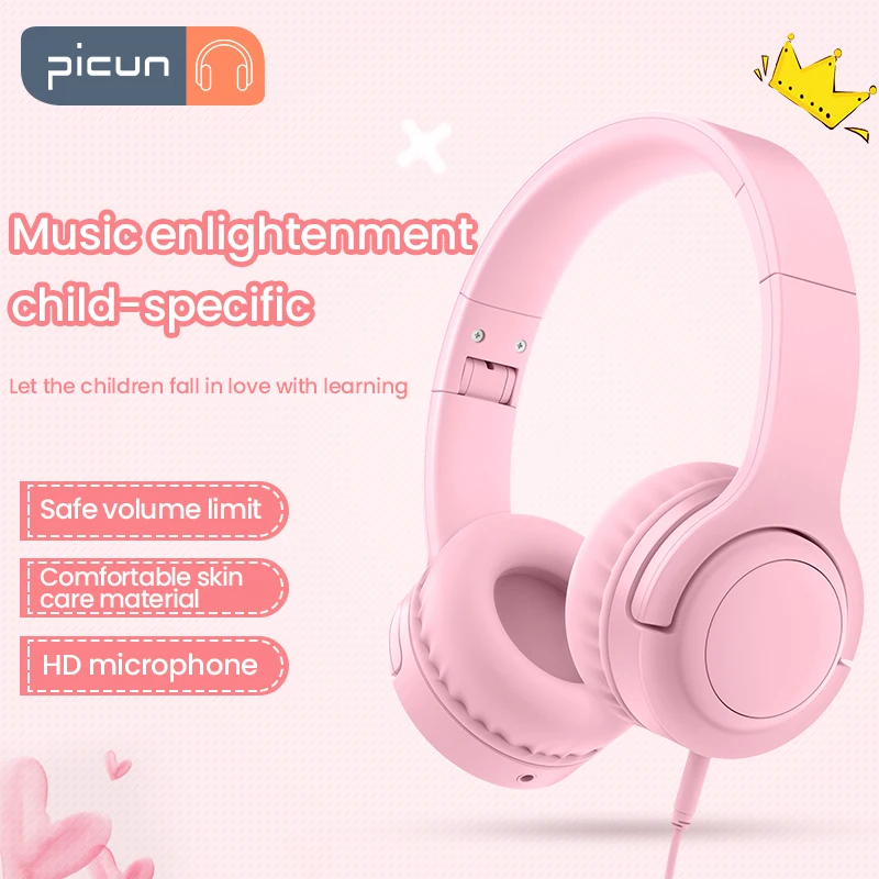 

Проводная гарнитура Picun Q2 для детей, студенческие наушники с микрофоном, подходят для онлайн-курсов, видеозвонков/музыкальных наушников