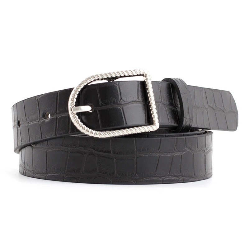 Искусственная кожа Женский ремень с каменной текстурой и пряжкой Pu, модный ремень для женщин, универсальный элемент декора для платья, женский.