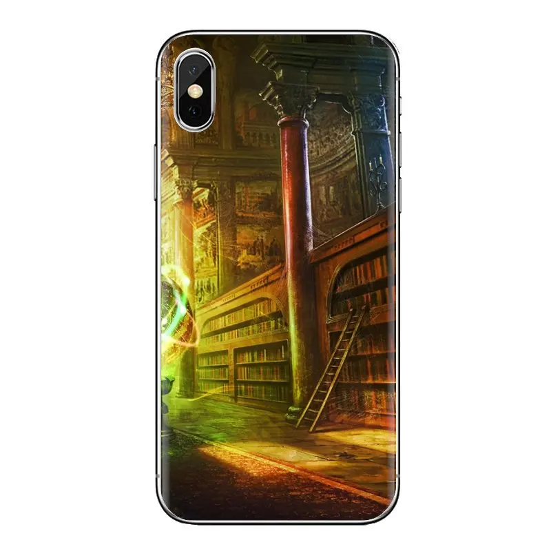 For iPod Touch Apple iPhone 4 4S 5 5S SE 5C 6 6S 7 8 X XR XS Plus MAX Library fantasy art books Soft Transparent Cases Cover |