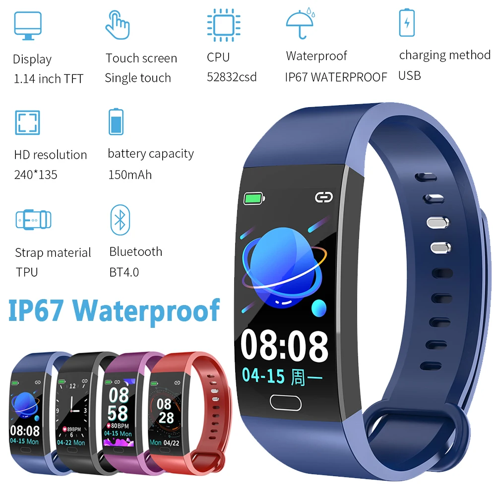 Смарт браслет RD11 с цветным экраном пульсометром тонометром Bluetooth IP67 спортивный