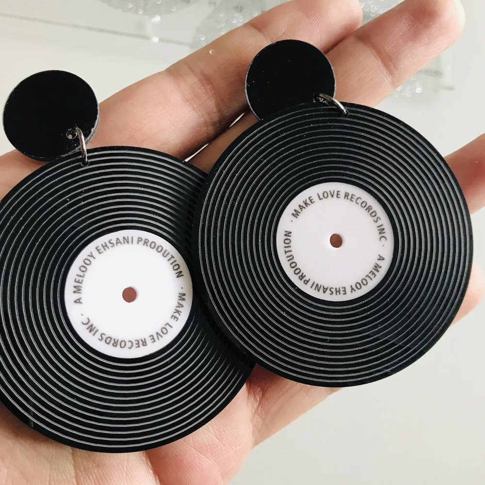 Женские виниловые серьги-подвески с виниловыми пластинками крутые большие