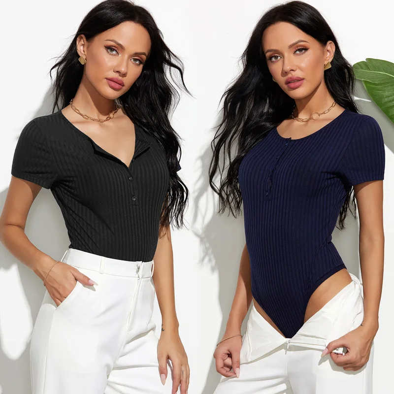 Летние комбинезоны для женщин тонкий сексуальный женский боди круглый вырез