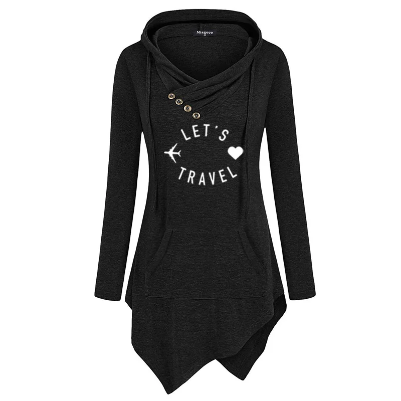 

Новинка 2021, Женский Повседневный Забавный пуловер Let's Travel с длинным рукавом, толстовки, свитшоты, женская одежда в подарок для девочек