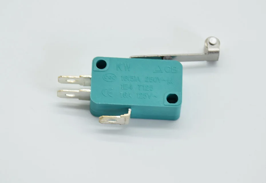 2 шт микро концевые переключатели 16A 250V 125V NO+ NC+ COM 3 контакта SPDT микро переключатель 28 мм 52 мм дуговой роликовый рычаг сенсорный переключатель зеленый