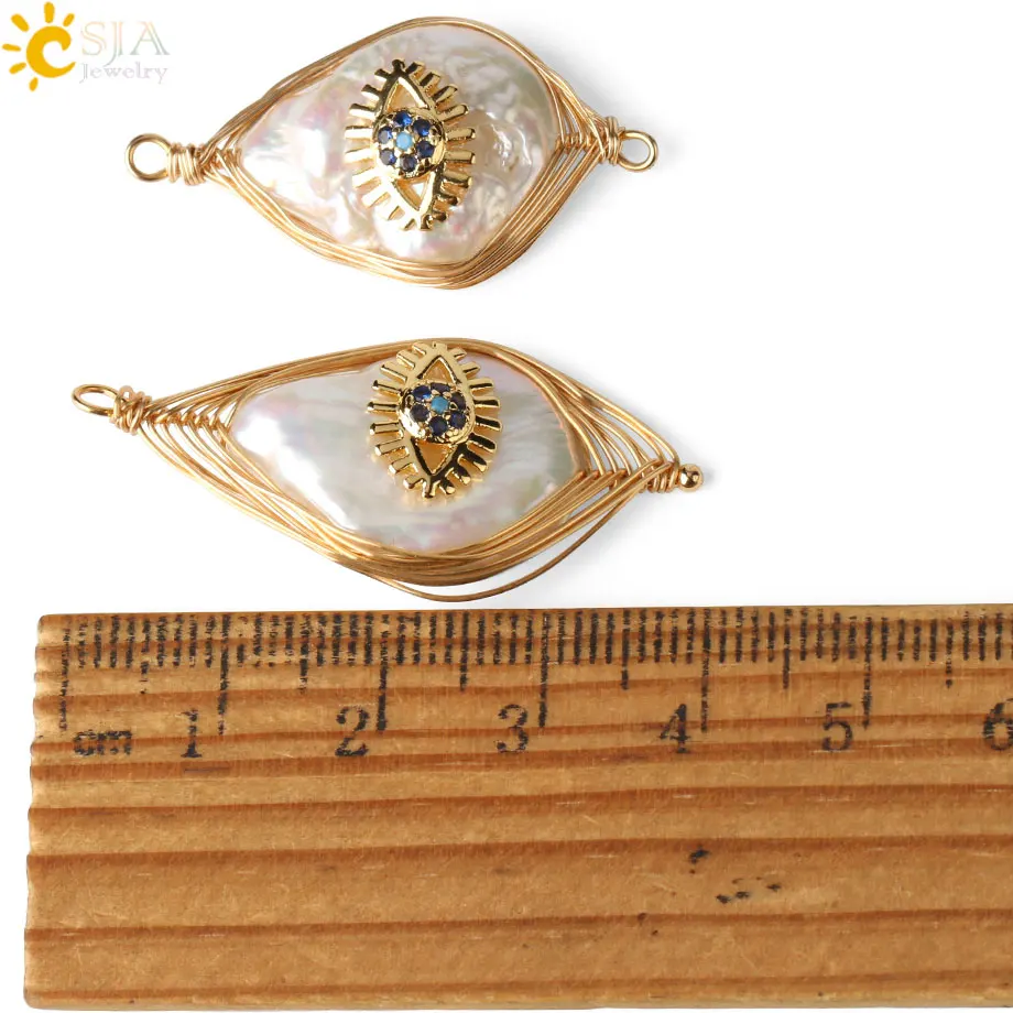 Подвески из натурального жемчуга CSJA коннектор злой глаз стразы холодного цвета