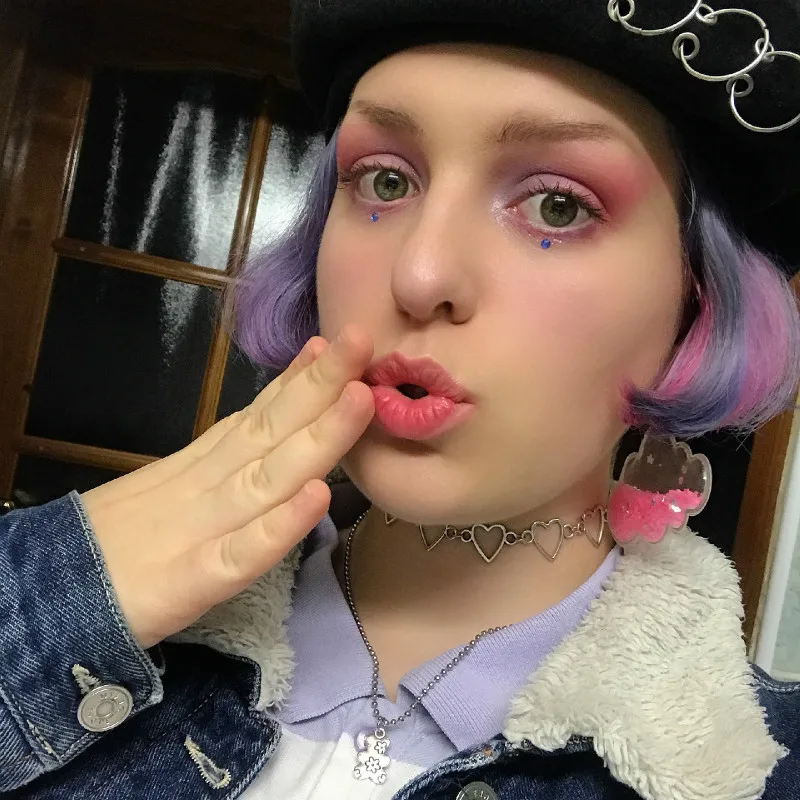 

Punk Rock Flower Bear Heart Pendant Necklace Hip Hop Fashion Jewelry Cool For Women Girl Gifts Accessories Party Nightclub Gifts