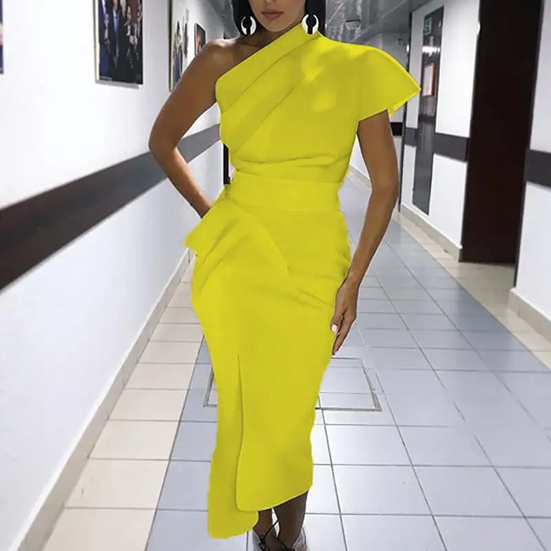 Женское асимметричное платье средней длины весеннее элегантное пикантное