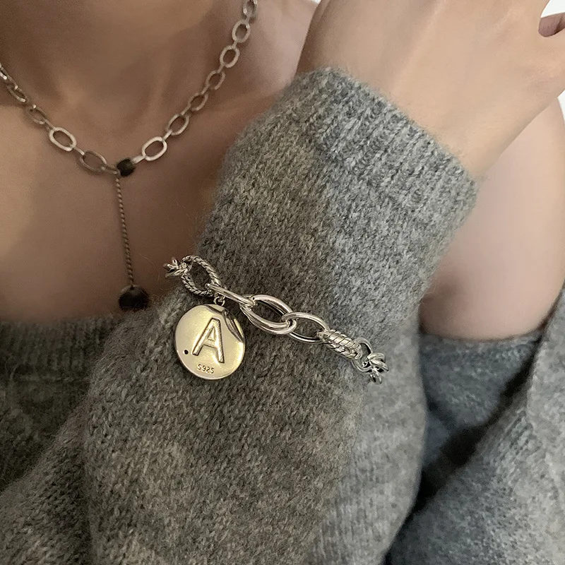 

Браслет из серебра S925 пробы с шармами в виде круглых монет для женщин и мужчин, тайские ювелирные изделия, подарки