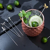 2pcset stainless steel cocktail picks fruit sticks toothpicks for party bar reusable olive picks bar accessories