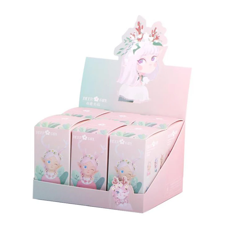 

6pcs Brangdy Wind Flower Deer Female Craft Doll Desktop Decoration Ornaments Creat Blind Box Hand-Made Home Decorat Ornaments