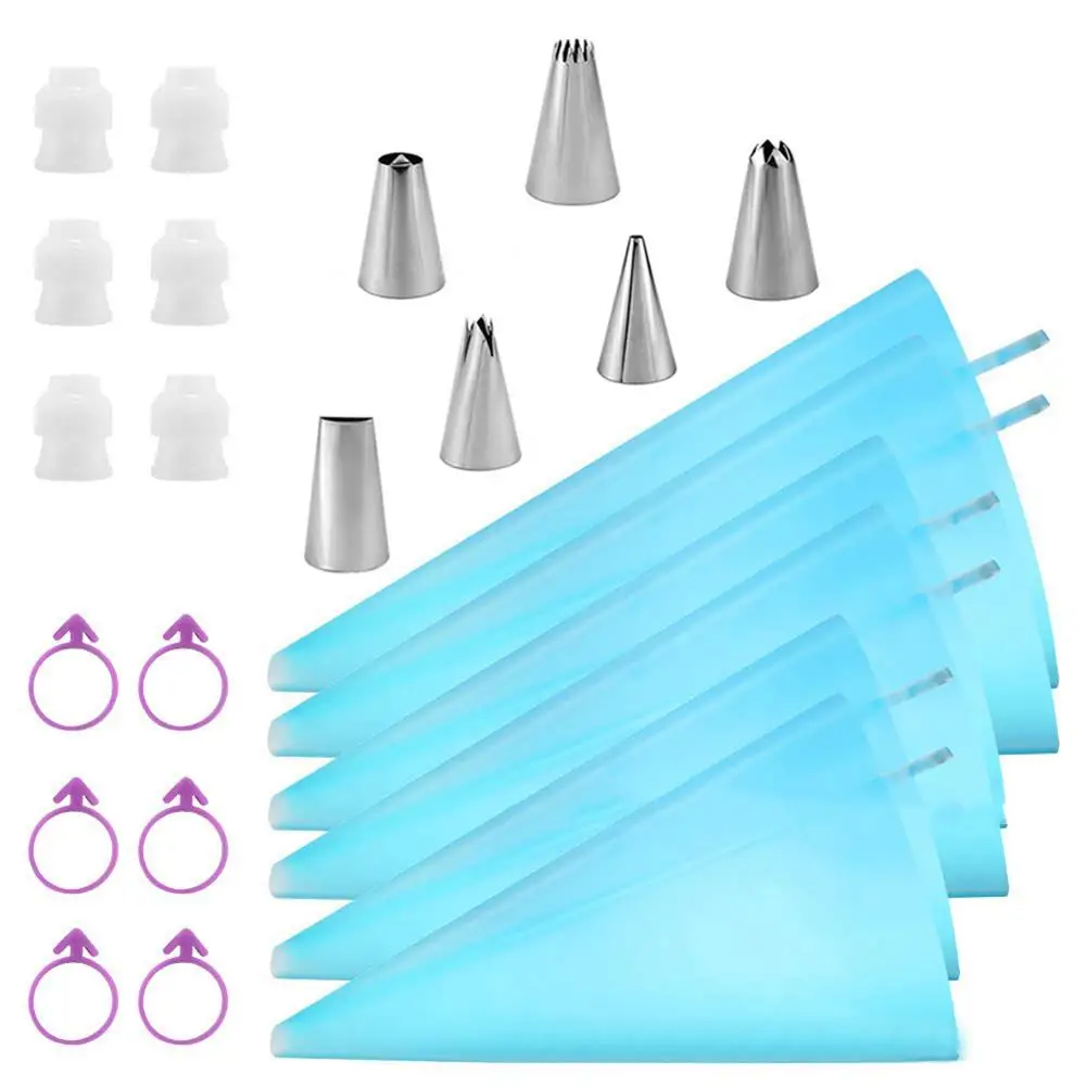 

24Pcs/Set Cream Confectionery Nozzles Icing Piping And Pastry Bag Set Diy Cake Decorating Tools Set Stainless Steel+PP Reusable