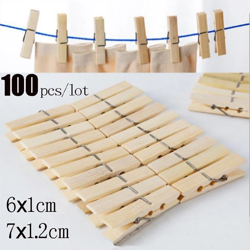 100 шт./лот высококачественные бамбуковые прищепки для одежды длиной 7 см/6 см