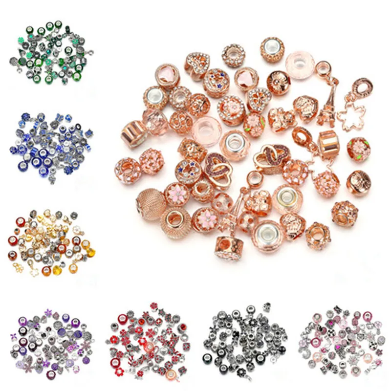 10 цветов 25 шт Европейский CZ Шарм Бусины Подходят стерлингового серебра 925