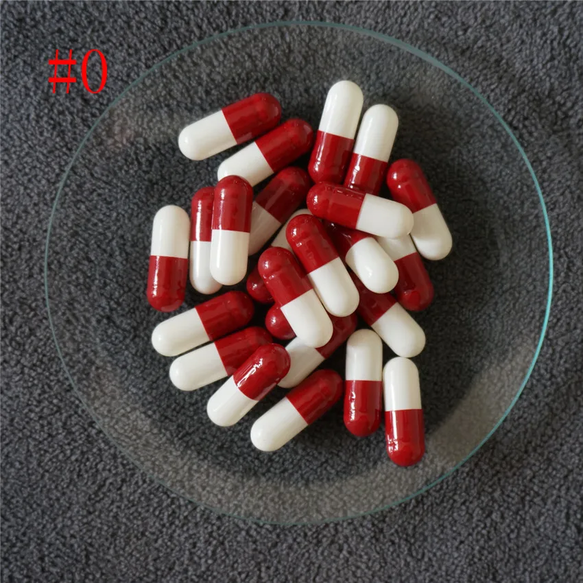 

0# 10000pcs High Quality Empty Cosmetic Dark Red and White Capsules,DIY Hollow Gelatin Capsules ,Joined or Separated Capsules