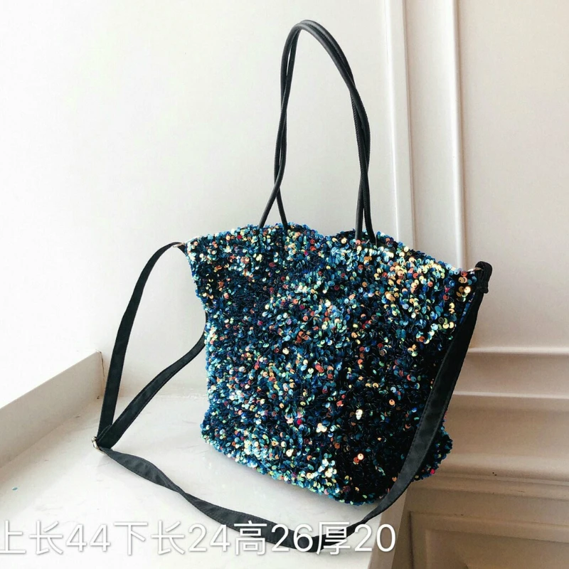Модная женская сумка большая Вместительная через плечо с блестками