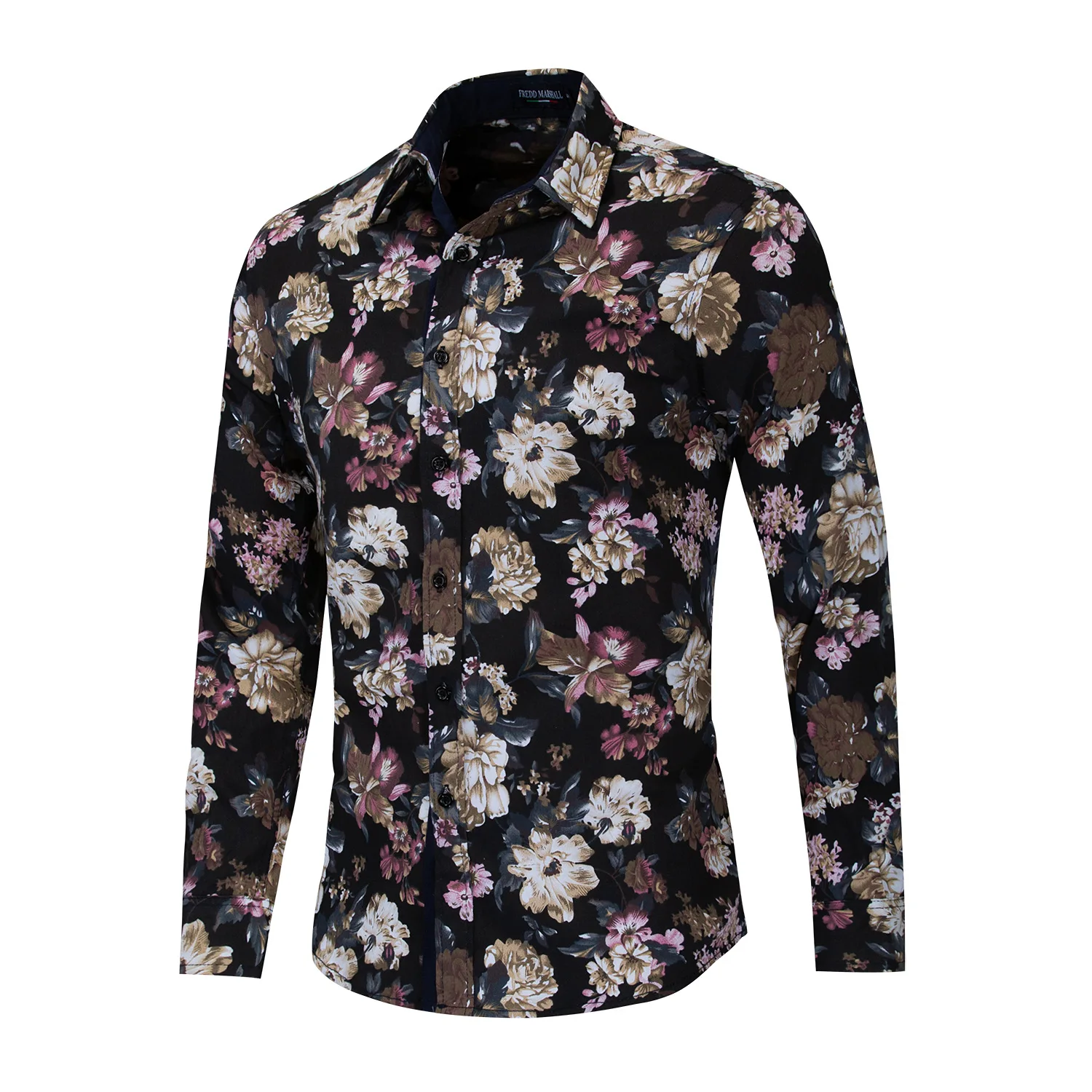 

New Fashion Floral Shirt Men 100% Cotton Casual Long Sleeve Flower Shirts Male Beach Hawaiian Clothing Shirts for Men