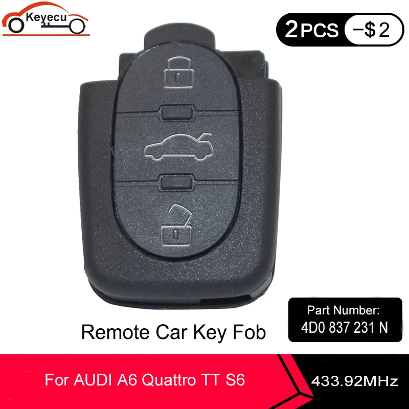 3-кнопочный складной ключ KEYECU дистанционный брелок умный Автомобильный 433 92 МГц