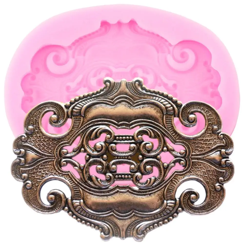 3D граненые медальоны для прокрутки силиконовая форма торта рамка инструменты