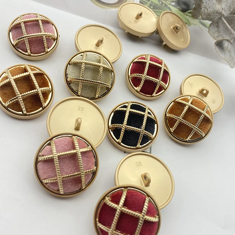 

10PCS Metal Button Small Incense Ball-shaped Plush Fabric Mesh Coat Clothes Decorative Large Buttons Accessories