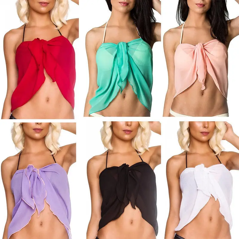 

Sexy Women Beach Bikini Cover Up Solid Pareo Chiffon Wrap Skirt Sarong Scarf Beachwear Bathing Suit Beachwear Swimsuit