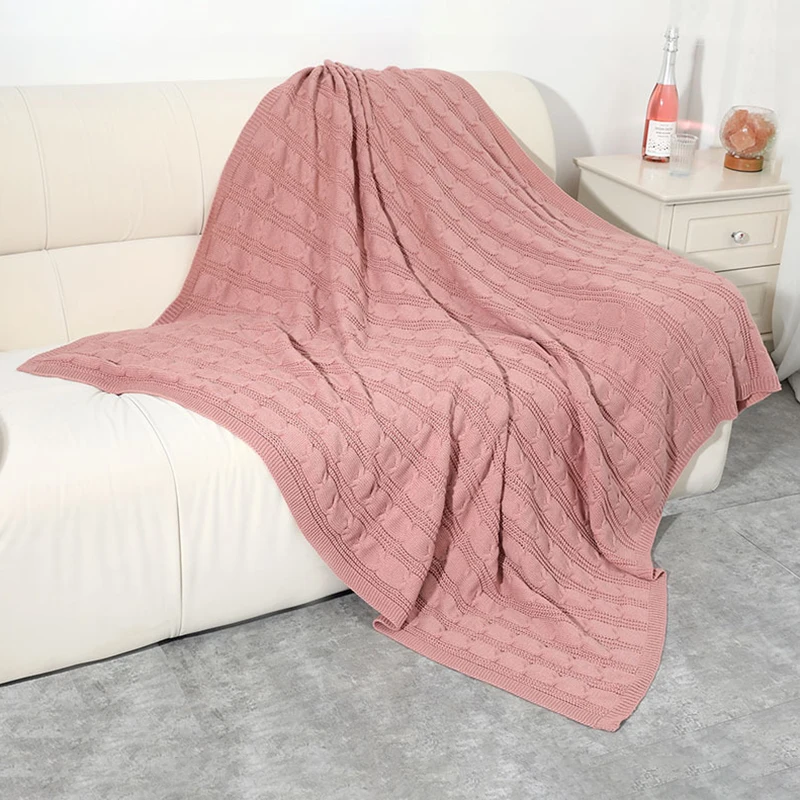 Mantas n&oacute;rdicas simples para dormir, manta de acr&iacute;lico para sof&aacute;, decoraci&oacute;n c&aacute;lida de invierno, tejido de lana suave, chal grande de Color s&oacute;lido-2