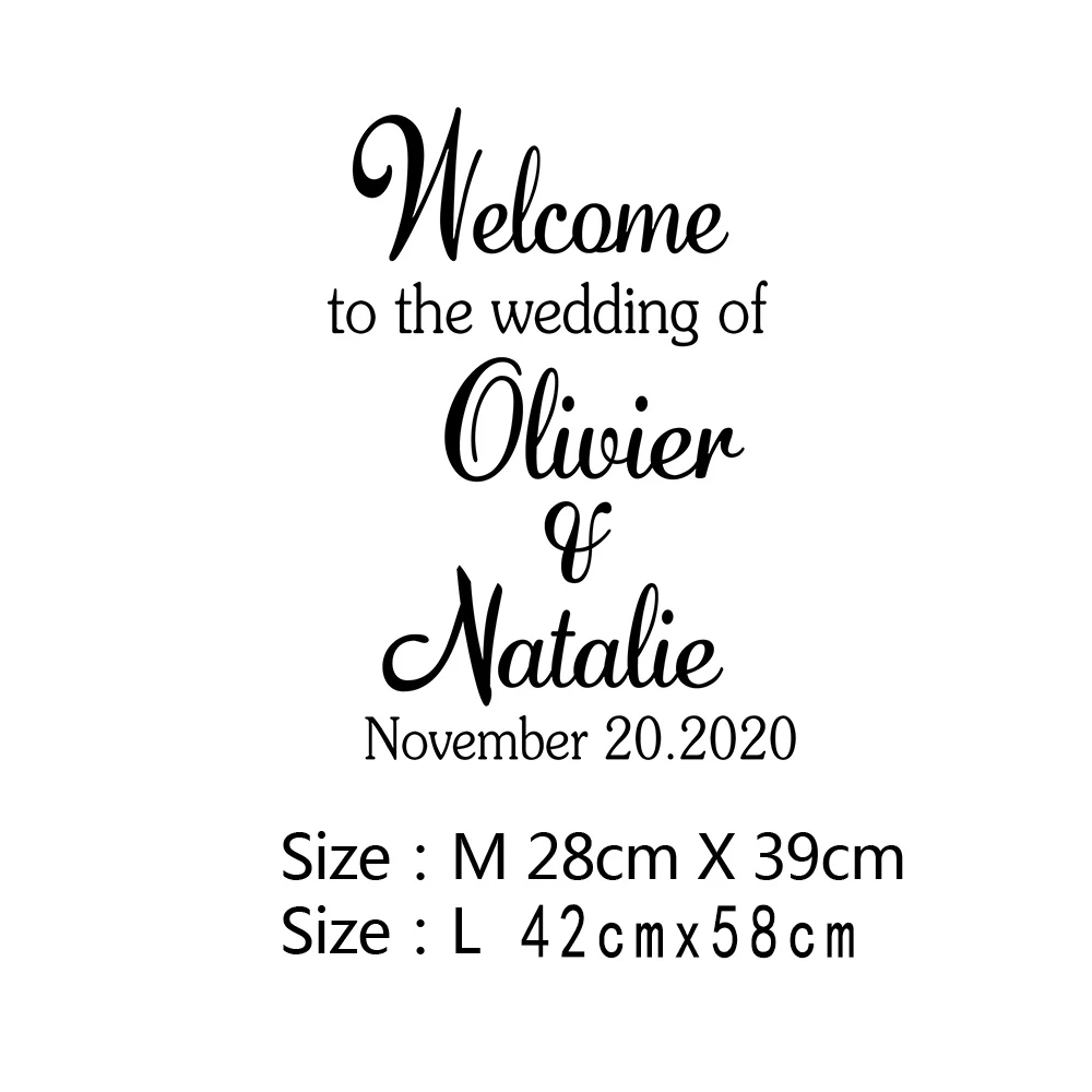

Romantic Wedding Custom Name And Date Vinyl Wall StickerWedding Personalized Welcome Sign For Wedding Chalkboard Sticker