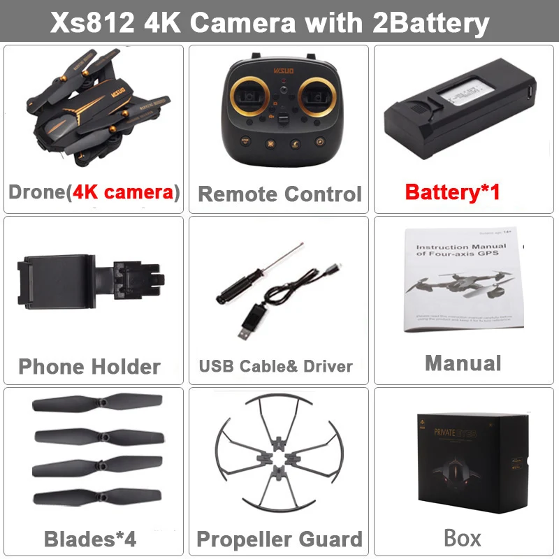 4K 3B Box XS812 Дрон с GPS с 4K HD камерой 5G Wi-Fi FPV высота удержания один ключ возврат RC Квадрокоптер вертолет для детей - Цвет: 4K 3B Box