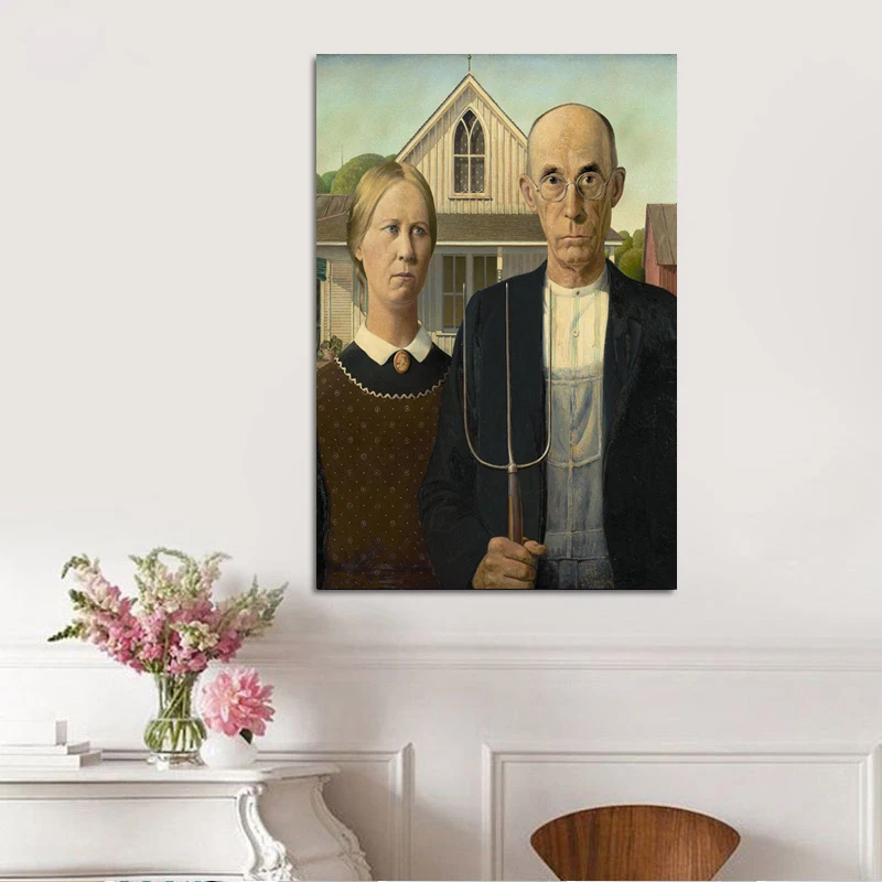 Grant Wood американская Готическая картина маслом на холсте Картина настенные