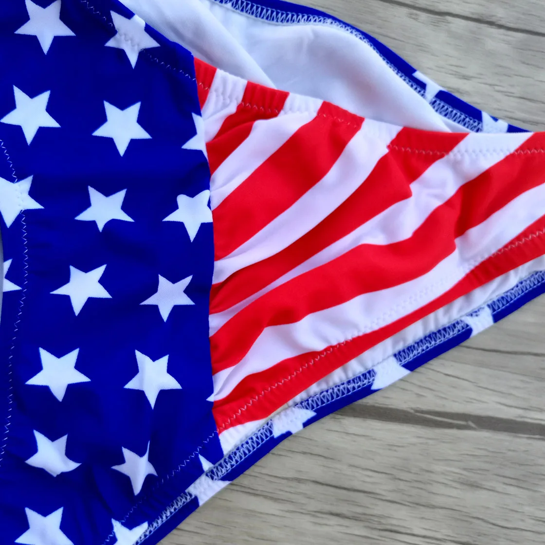 Купальник с флагом женские плавки бикини американские красные полосатые синие