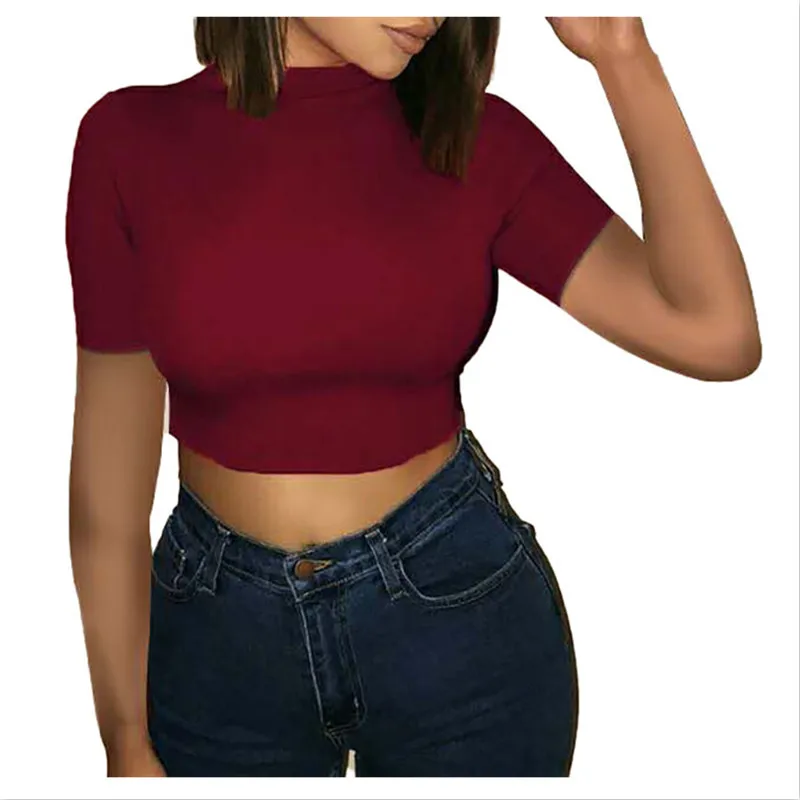 

Sexy Short t Shirt Women Crop Top Summer Tees Short Sleeve O Neck Skinny t Shirt Female Casual Women Clothing