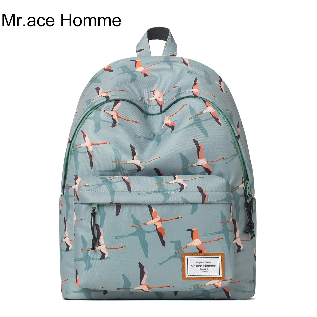 Рюкзак Mr.ace Homme Женский зеленый с принтом водонепроницаемый полиэстер маленький