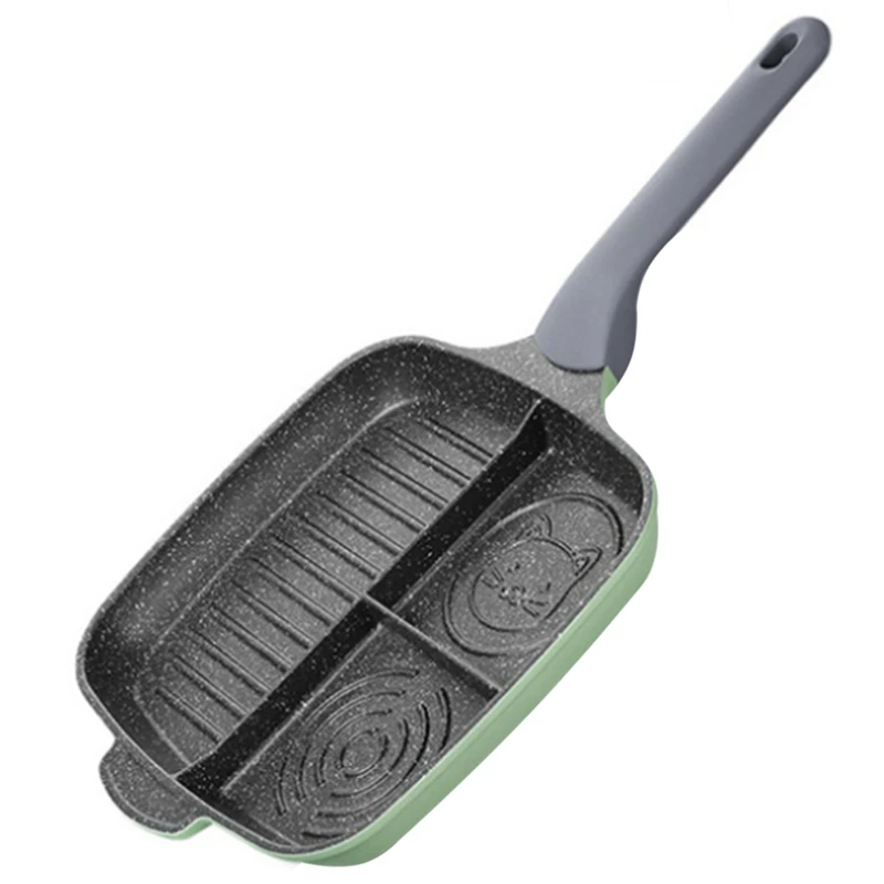 Сковорода для жарки 3-секционная сковорода еды стейка разделенная антипригарная