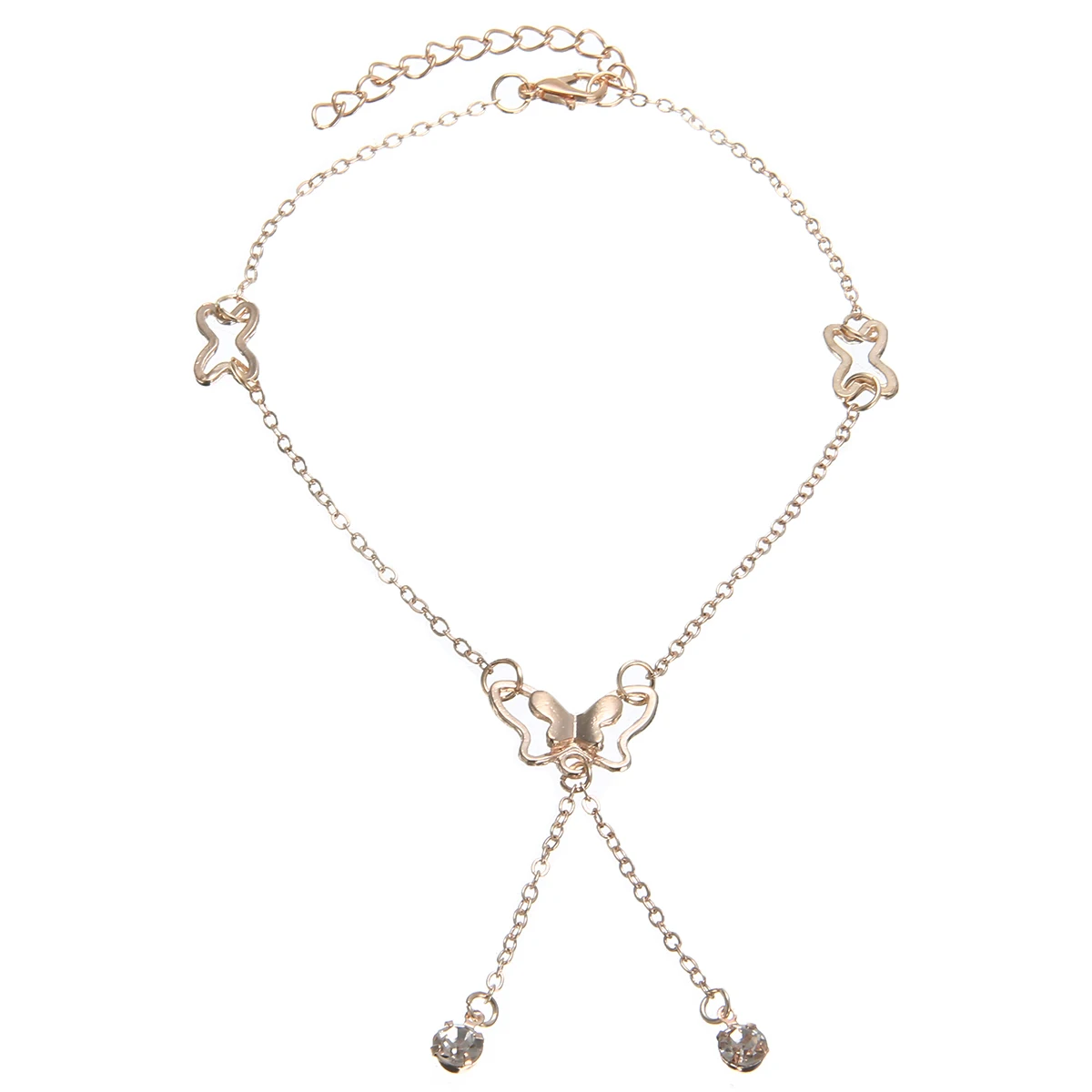 Шикарный элегантный розовый золотой цвет полый Бабочка кисточкой ноги цепи Мода