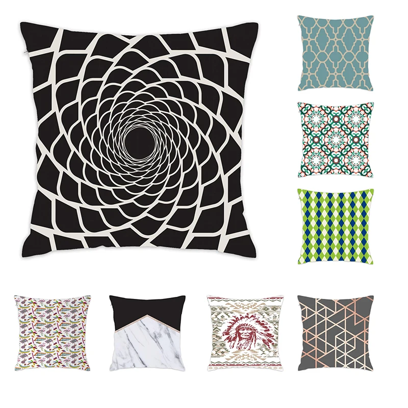 

[Douladou] Retro Style Curves and Swirls Geometric Pillow Case Velvet Cushion Cover Living Room Car Home Sofa Decorative 45x45cm