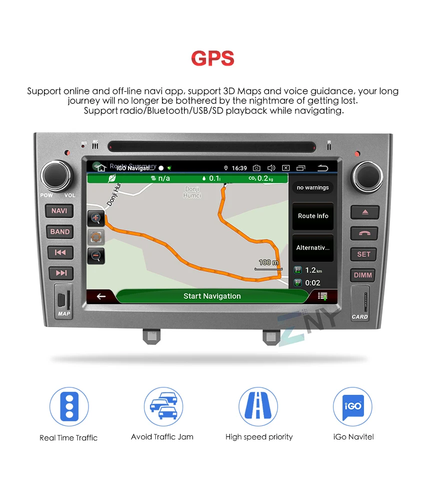 7" HD Android 9.0 Car Stereo GPS For Peugeot 308 408 Auto DVD Radio FM RDS Audio Video Headunit WiFi Navigation Backup Camera