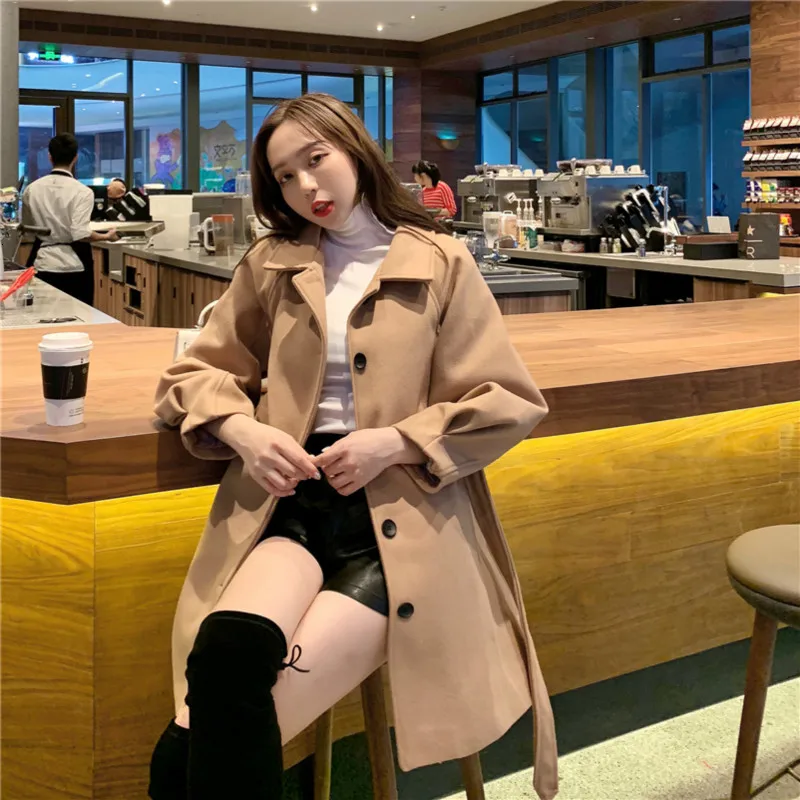 

2021Women Winter Long A-line Coat Female Overcoat with Buttons Casual Slim Waist Plus Size coat korean women clothing