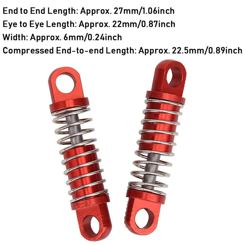 

8Pcs Alloy Shock Absorber Damper Oil Filled Type for Rc Hobby Model Car 1/28 Wltoys K969 K989 P929 Red & Gray