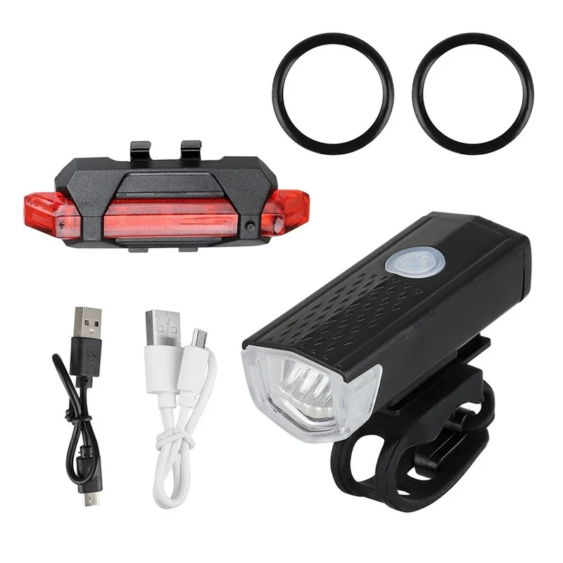 MTB Bicycle Bike Front Rear Lights Set Mountain Night Cycling Headlight USB LED Safety Warning Taillight Accessories | Спорт и