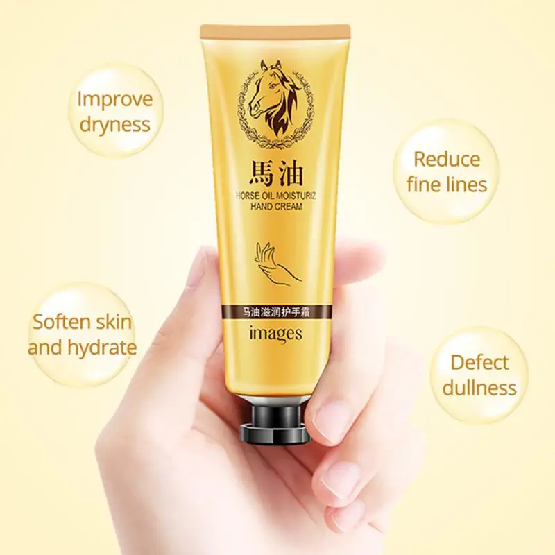 1P CHot Sale Horse Oil Repair Hand Cream Anti-Aging Alcohol-free Moisturizing Whitening TSLM1 |