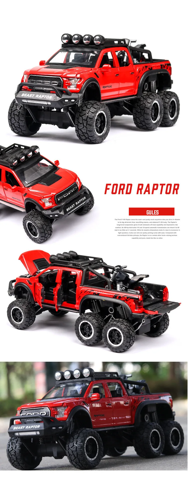 Горячая Распродажа 1:28 Новинка Ford F150 Raptor модель сплава, литье под давлением звук и светильник обратно к модели автомобиля, Изысканные Подарки