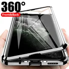 Магнитный металлический стеклянный чехол с полной защитой на 360  для Samsung Galaxy S21 Ultra S20FE S10 S9 S8 Plus A12 A31 A51 A50 A32 A52 M21 M31