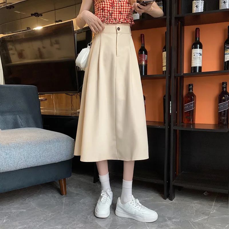 

Юбка-миди Женская трапециевидная с высокой талией и поясом на резинке