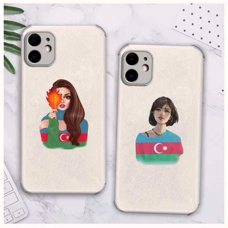 

Azerbaijan buta flag girl Phone Case Lambskin Leather For iphone 12 11 8 7 6 XR X XS PLUS MINI PLUS PRO MAX Shockproof
