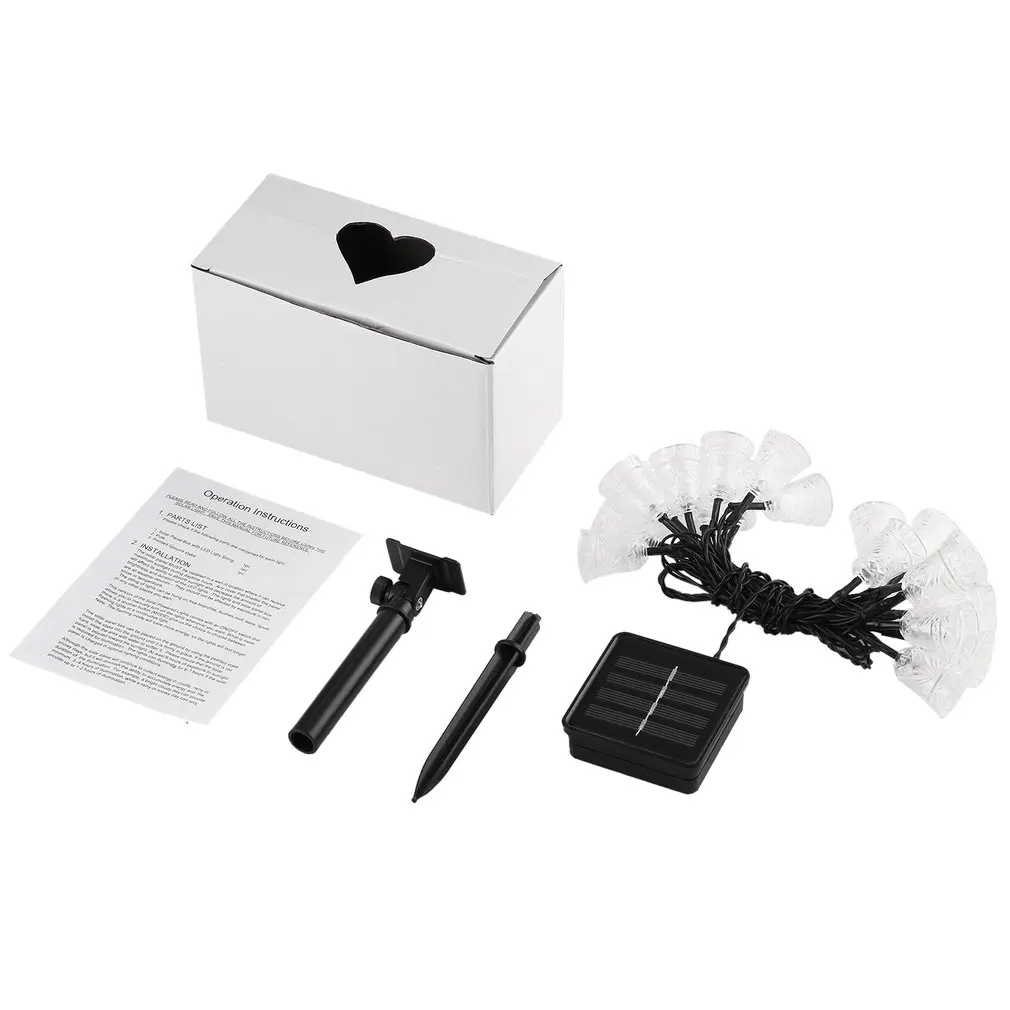 Садовое украшение солнечный светильник 20 светодиодов колокольчики сказочный