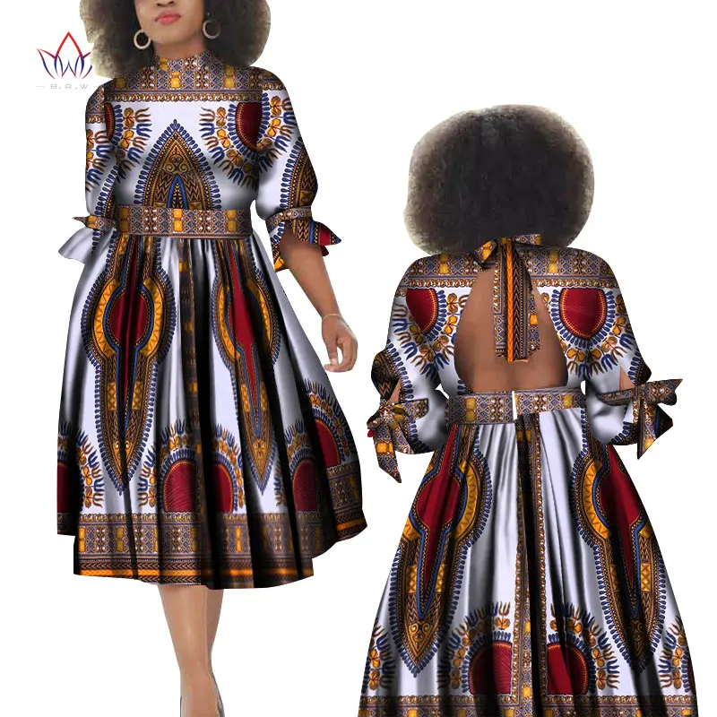 Мода 2019 осень африканские платья для женщин vestidos с открытой спиной элегантная