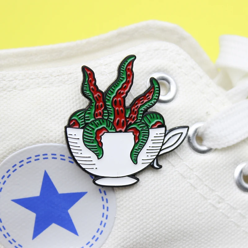 GDHY чайная чашка осьминог щупальца эмалированные булавки антенна инопланетянин