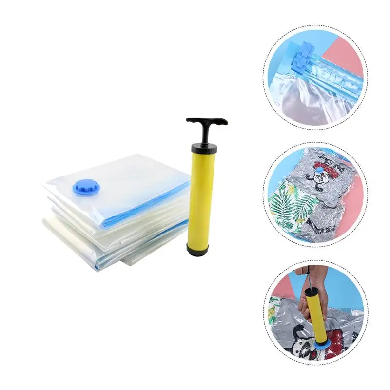 

5pcs Vacuum Compression Bags Clothes Bedding Pouches Storage Bag with Pump