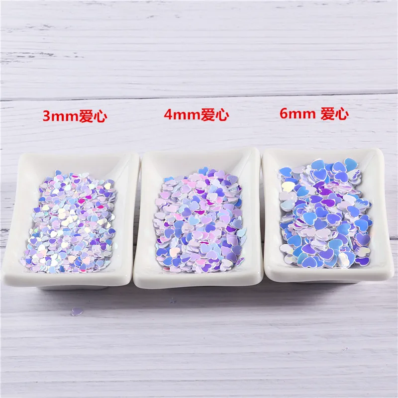 3mm 4mm 6mm Pink Heart Sequins Nail Glitter Loose Paillettes Craft For DIY Art Beauty Makeup Material 10g | Дом и сад